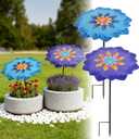 2 Pack Metal Plant Umbrella for Outdoor Small Plants, 12 in Garden Shade Disk for Small Potted, Outdoor Sun Shade Cover for Patio Flowers, Defend Plants from Blazing Sun and Rain (Purple + Blue)