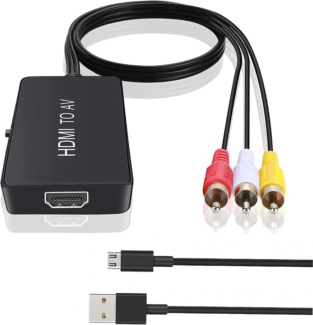 HDMI to RCA, HDMI to Older TV Adapter Compatible for Fire Stick, Roku, Apple TV, Xiaomi Mi Box, Android TV Box, DVD, Blu-ray Player ect.HDMI to AV Converter