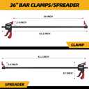 36" Bar Clamps for Woodworking 2-Piece, One-Handed Quick-Change F Clamp/Spreader with 130 LBS Load Limit, Wood Clamps for Gluing, Carpentry, DIY, and Woodworking