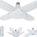 Deformable LED Ceiling Lights - 60W E26, 6000LM, 6500K Daylight White, 4 Adjustable Panels, Ideal for Garage, Warehouse, Basement (1 Pack)