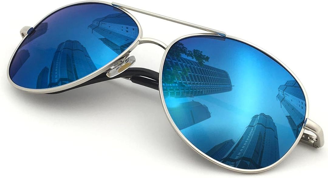 J+S Premium Military Style Classic Aviator Sunglasses, Polarized, 100% UV protection for Men Women