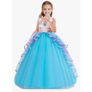 DYMCII Girls Unicorn Birthday Costume Princess Sleeveless Tulle Dress Halloween Christmas Party Pageant Long Ball Gown Size 170