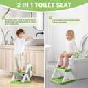 COOSEYA Frog Toilet Seat, Potty Training Seat for Toddler, Upgrade Potty Training 2 in 1 Toddler Toilet Seat for Boys Girls,Waterproof Soft Mat Non-Slip Step Stool (Green)