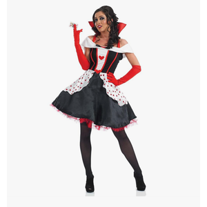 fun shack Queen of Hearts Costume for Women, Red Queen Outfit, Evil Costume for Women, L