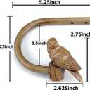 Curtain Drapery Holdbacks with Resin Bird, Wall Mount Drapery Hooks Holders, Set of 2, Wood Color, Suitable for Drywall