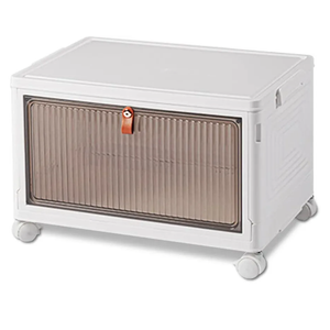 Rolling Plastic Storage Bins, Stackable Storage Bins with Wheels and Lids, Collapsible Storage Bins, Transparent Shoe Box, Home Organization and Storage Folding Box for Living Room, Kitchen, Office, Dorm