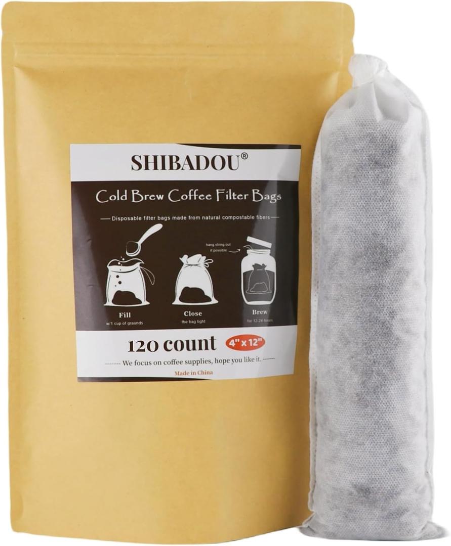 Disposable Cold Brew Coffee Filters - 120 Count Coffee Filter Bags 4"x 12" Cold Brew Filter Bags Coffee Maker Brewing Bags for Mason Jar or Pitcher
