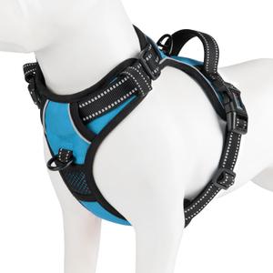 PHOEPET No Pull Dog Harnesses for Small Puppies Reflective Adjustable Front Clip Vest with 2 Metal Leash Attachment Hooks Soft Handle(XS, Blue)