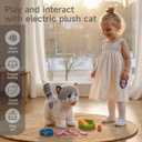 OR OR TU Walking Toy Cat with Remote Control Leash, Plush Cat Electronic Interactive Toys for Kids, Shake Tail, Licking, Pretend Dress Up Realistic Stuffed Animal Cat Age 3 4 5 6+ Years Old Best Gift