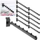 Blulu 10 Pcs 7 Ball Slatwall Waterfall Hooks 13.8 Inch Metal Slat Wall Accessory Slatwall Display Hangers Heavy Duty Slat Wall Hooks Shelf Brackets for Clothing Retail Garage Shop Display(Black)