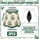 Lewtemi 2 Pcs Block Print Cotton Scalloped Lamp Shades Medium 4x5x6 Inch Chandelier Lampshades Natural Tapered Lampshades with Trim for Table Lamp and Home Decor