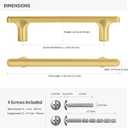 Lardmon 10 Pack Brushed Gold Modern Cabinet Pulls 5.2 Inch(133mm) Total Length | 3.75 Inch(96mm) Hole Center Bar Pulls Kitchen Cabinet Handles Solid Drawer Pulls Heavy Duty Kitchen Cabinet Hardware