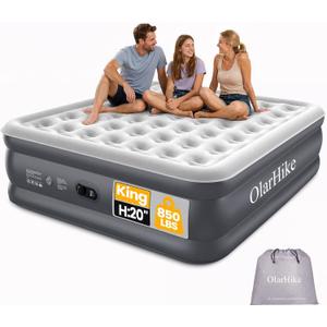 OlarHike 20"H King Air Mattress with Built in Pump,Inflatable Bed, 850lb
Firm Coil-Beam Support,Blow Up Mattress for Home, Family-Size Comfort, Waterproof, Flocked Top, Family Choice Award Winner