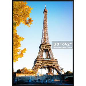 30x42 Poster Frames, 1Pcs, Plexiglass,Black Aluminum Snap Frame
