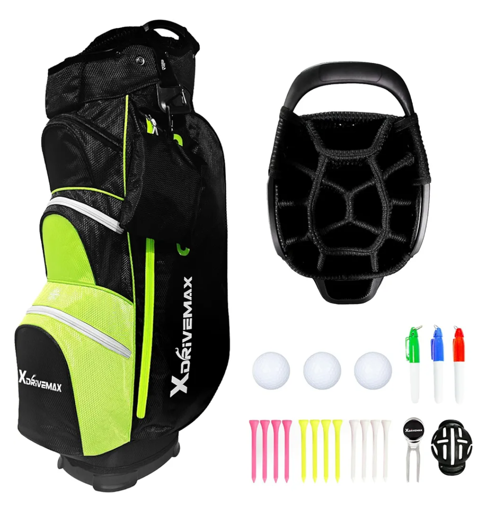 Golf Cart Bag,Premium 15 Way Golf Club Bag with Rain Cover,Cooler,and Accessory Kit for Men and Women