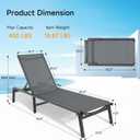 ONBRILL Aluminum Chaise Lounge Chair Outdoor, Foldable & Assembly Free Outdoor Lounge Chair with 5 Position Adjustable Backrest, Patio Pool Lounge Chairs for Outside Poolside Beach Lawn, 1PC, Grey, 35.04 inches x 23.6 inches x 34.6 inches