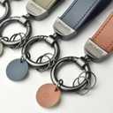 Metal Keychain Car Key Holder with 2 Key Rings Leather Key Pendant for Men & Women (Black)