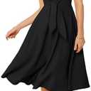 GRACE KARIN Womens Linen Dresses Summer Casual Flowy Collar Button Down Dress Front Tie Short Sleeve Pockets Midi Work Dress 2XL
