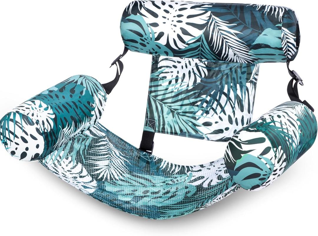 Sloosh Pool Floats Chairs Adult,Inflatable Pool Lounge,Plant Pattern Floating Mat Hammock,Blow up Water Chairs Noodles rafts for Party Summer Water Beach Fun
