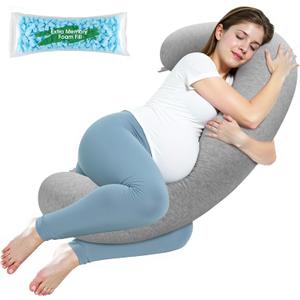 Pregnancy Pillows for Sleeping, C-Shaped Maternity Pillow for Pregnant Women with Adjustable Firmness, Body Pillow, Full Body Support for Side Sleepers, Head, Neck, Belly, 47.2 x 9.8''
