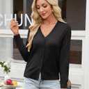 GRACE KARIN Womens Lightweight Cardigan Sweaters Trendy Button Up V-Neck Knit Cardigans Shrug Spring Fashion Clothes (Black, L)