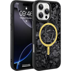 AIGOMARA Magnetic for iPhone 16 Pro Max Case, Compatible with Magsafe, Glossy Slim Hard PC Back Soft TPU Bumper Protective Shockproof Phone Case, Black