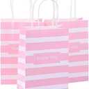 20Pcs Small Gift Bags with Thank You,5.25x3.25x8 Inch Kraft Paper Bags With Handles Bulk for Business, Birthday, Party Favors, Baby Shower, Halloween, Christmas, Thanksgiving - Pink
