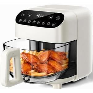 Kismile 5QT Glass Air Fryer, 8-in-1 Non Toxic AirFryer, 13.19 x 9.96 x 11.22 inches