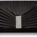 Jessica McClintock womens Alexis Pleated Flap With Rhinestones, Navy, SIZE: 7" x 1.75" x 4.5" and 22"