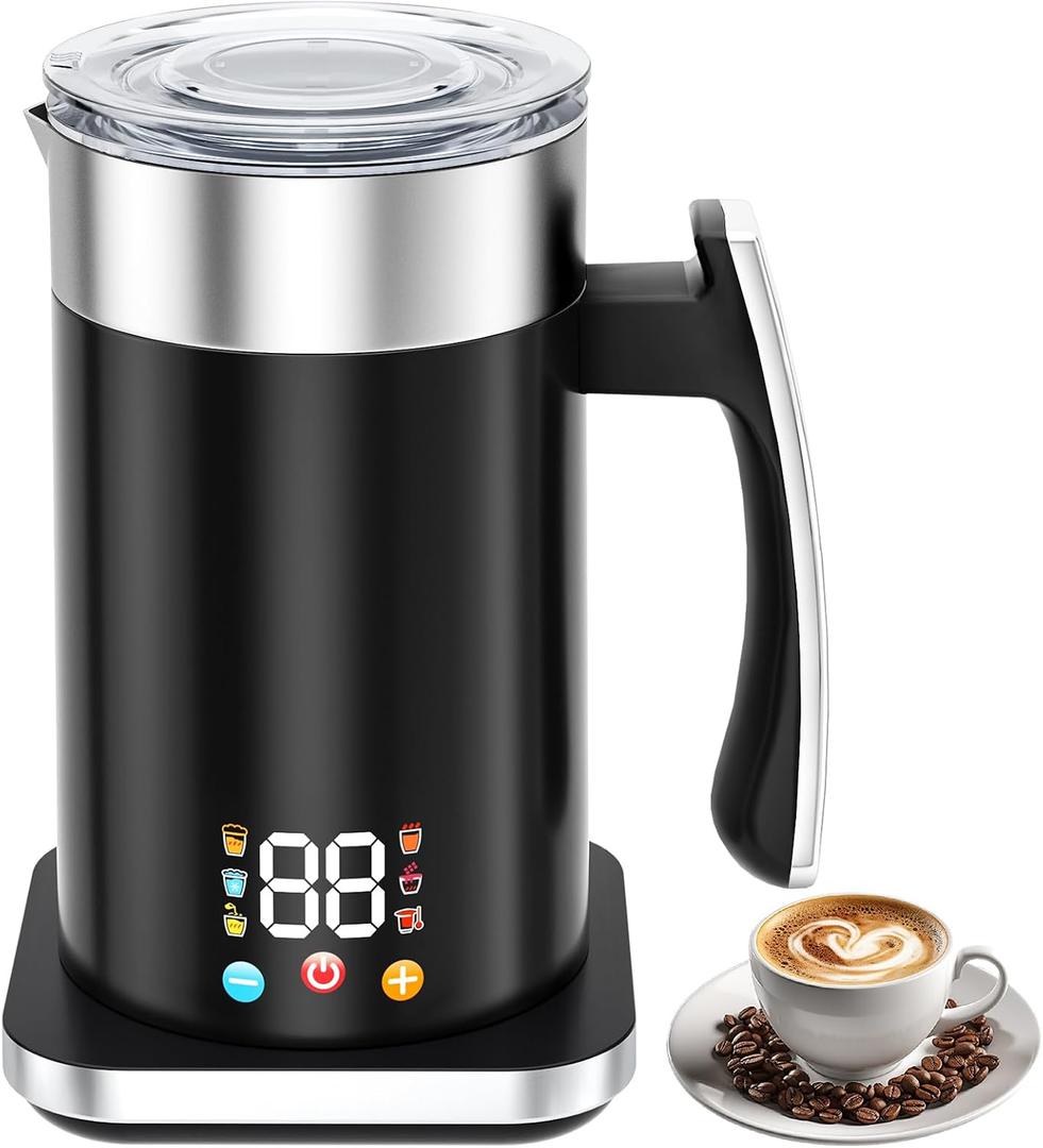 Electric Milk Frother 6 in 1 Electric Milk Steamer Electric Foam Maker Machine Hot & Cold Milk Foam, Cappuccinos, Macchiato, Hot Chocolate Milk, Heating Milk, Microfoam, Makes Yogurt Auto Shut-Off