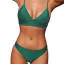 CUPSHE Women Bikini Set Solid Color Sexy Triangle Two Piece Swimsuit, Large