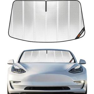 Pigenius Windshield Sun Shade for Tesla Model 3 2018-2026, Tesla Model Y 2020-2025. Full Coverage Rearview Mirror Shade for Ultimate Protection
