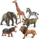 6PCS Safari Animal Figure Toys for Kids 3-5 Realistic Plastic Jungle Animal Figurines African Wildlife Learning Toys for Kids Boys Girls Toddlers