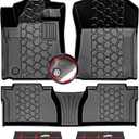 2014-2021 Toyota Tundra Double Cab & Crew Max Cab Floor Mats, Anti-Slip 3D Custom Fit Floor Liners for 1st & 2nd Rows, All-Weather Rubber Mats with Detachable Weather Strips, Odorless & Easy to Clean