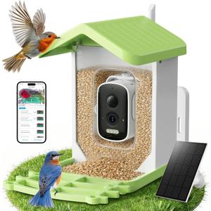 Billber Smart Bird Feeder with Camera - Solar Powered & Night Vision, 2K HD Real-Time View & Instant Alerts, Waterproof Outdoor Hummingbird Feeder, for Bird Watching Enthusiasts