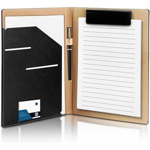 360° Foldable Clipboard Portfolio with NonMarking Magnetic Clip & Elastic Pen Loop, A4/Letter Document Holder for Business, Office & Interviews