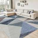 HOMFINE Washable Modern Area Rug - Geometric Style 5x7 Rugs for Living Room, Bedroom, Machine Washable Rug Soft Non Slip Non Shedding Area Rug - Blue, 5'x7'