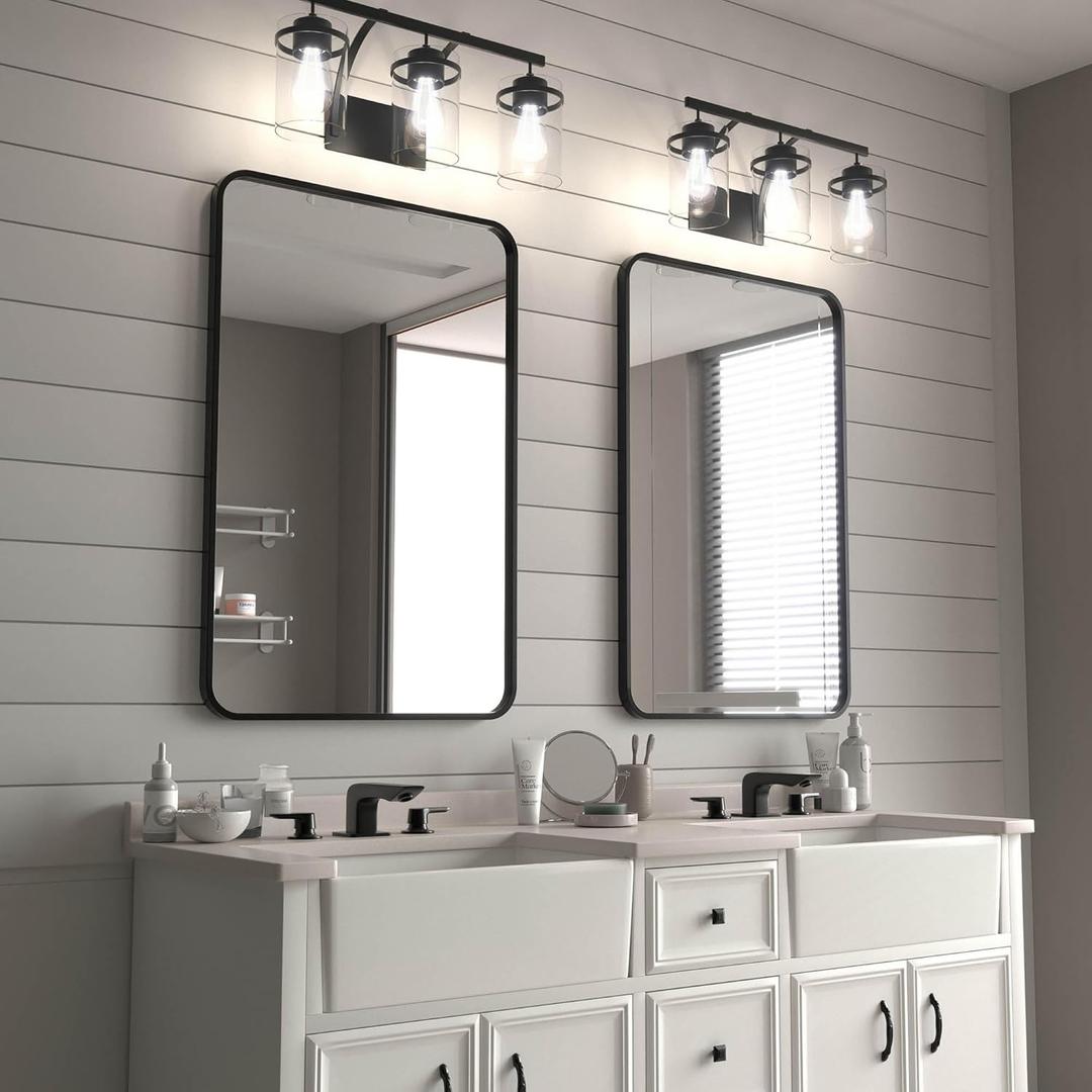 SYATO 2-Pack Black Bathroom Mirrors 24x36 Inch Black Frame Mirror for Bathroom, Bathroom Vanity Mirror for Over Sink, Black Rectangle Mirror for Wall, Anti-Rust Vanity Mirror