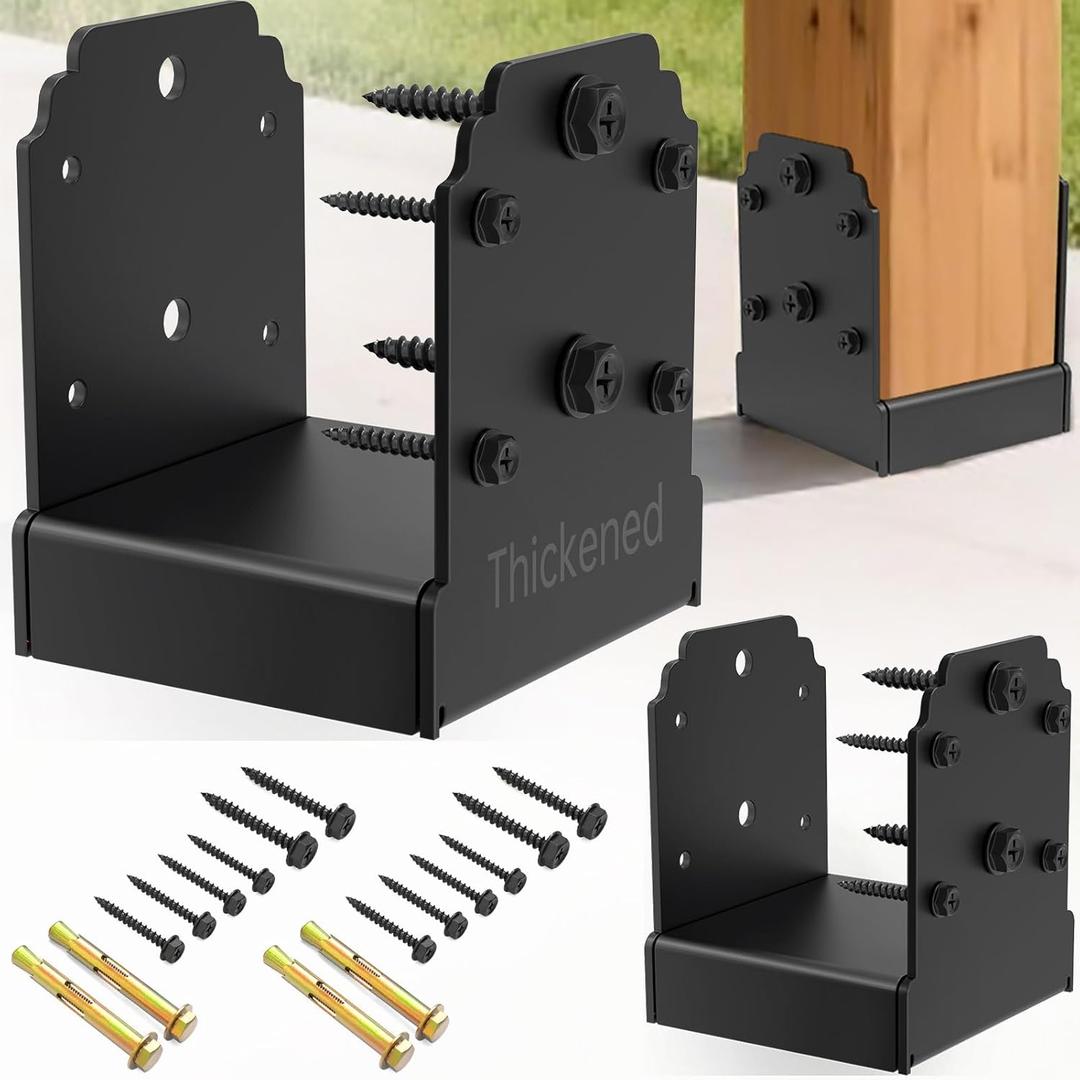 Heavy-Duty 6x6 Post Base Bracket for Concrete, 10,000 lbs Capacity Surface Mount Deck Anchor with Hidden Fasteners, Wood Post Hardware for Outdoor Pergola, 2-Pack
