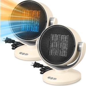 2 Pcs 1200w Space Heaters 2 in 1 Fan and Heater Combo Mini USB Space Desk Heater for Indoor Use Quiet Portable Heater for Office Home Bedroom Desk