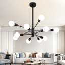 Sputnik Chandelier, Black Modern Chandeliers, Mid Century Ceiling Lighting Fixture for Living Room, Kitchen, Bedroom, Dining Room, Farmhouse (10-Light)