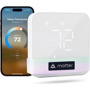 meross Smart Thermostat for Home, WiFi Thermostat Works with Matter, Alexa, Apple Home, Google Assistant, App & Voice Control, 7x24h Scheduling, Energy Saving, C-Wire Required (Not Included) (White)
