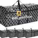 4 Pcs 66 Gallon Large Moving Bags with Zipper and Handles Christmas Tree Bags Foldable Heavy Duty XXL Totes for Christmas 4ft 5ft Tree Skeleton Blankets Storage(Plaid)