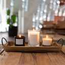 Wooden Candle Tray, Pillar Candle Holder with Black Metal Handles, Rectangular Centerpiece for Rustic Dining Table,Home Decor Accessories for Kitchen CounterCoffee Table, Fireplace