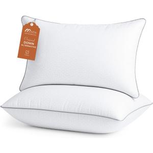 Sasttie King Size Pillows Set of 2, Hotel Collection Bed Pillows for Side, Back, and Stomach Sleepers - Down Alternative Plump Filling - White, 2 Pack, King, 20x36 Inches