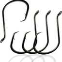 Fishing Hooks, Circle Hooks, Offset Circle Hooks, High Carbon Steel for Saltwater Fishing 50/25 Pack