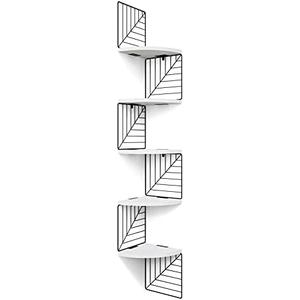 Love-KANKEI Corner Shelf Wall Mount of 5 Tier Rustic Wood Floating Shelves Wall Shelves for Bedroom Living Room Bathroom Kitchen Office and More White