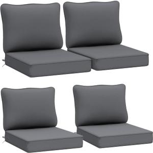 AAAAAcessories Outdoor Deep Seat Cushions, Waterproof, Fade-Resistant Patio Furniture Replacement Cushions, 24" x 24" x 5", Set of 4, Dark Gray
