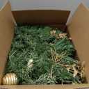 Pre-lit 9ft Christmas Garland with Gold Berries and Balls,Pine Cone,Golden Flower and 50 Battery Operated Soft White LED Lights with Timer,Artificial Holiday Decoration Door Outdoor