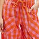 Acelitt Women Drawstring Elastic Waist Checkered Pants with Pockets, S-XXL (XL)